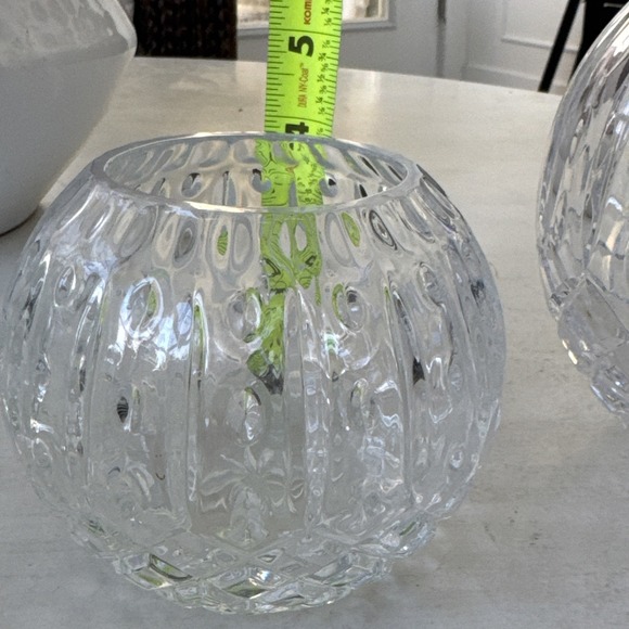 Vintage Heavy 24% Leaded Crystal Rose Vase/ Tea Candle Holder - Set Of 3 - Picture 10 of 10